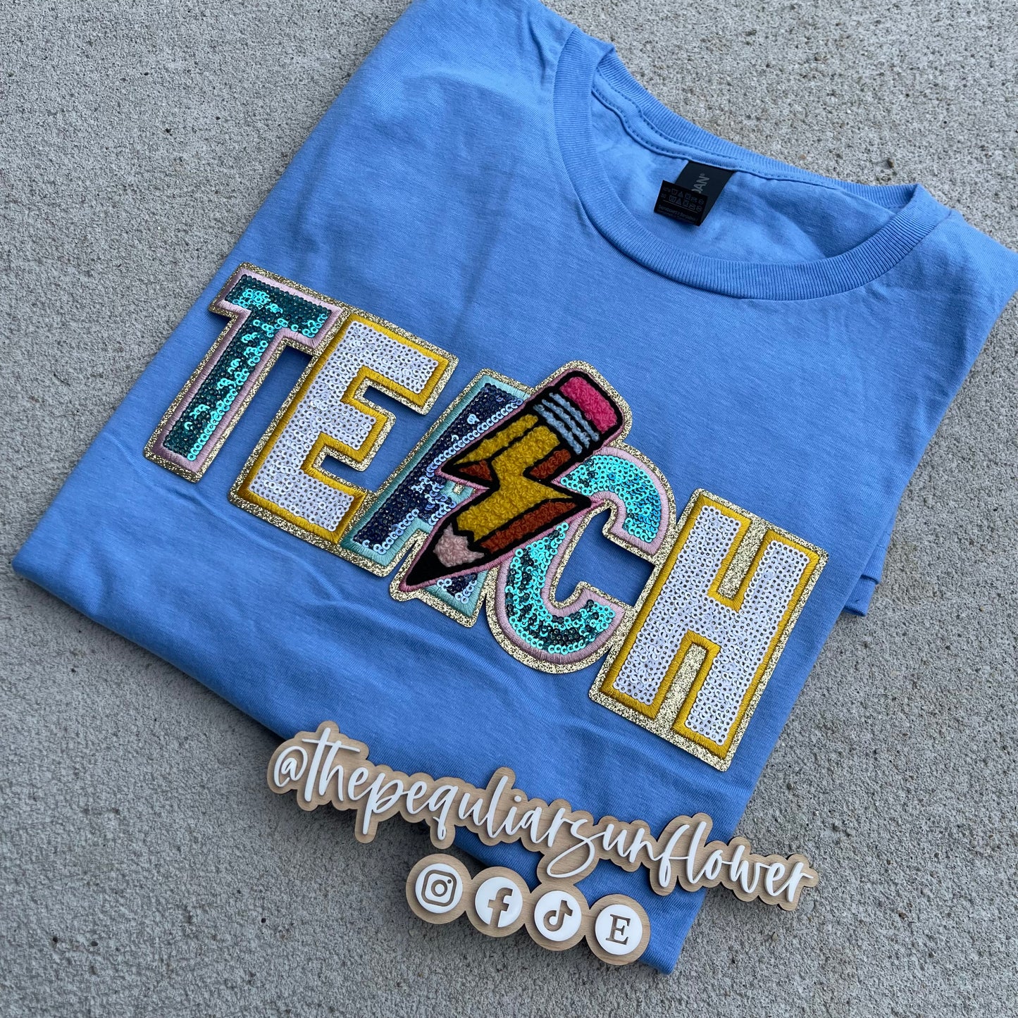 sequin TEACH t-shirt