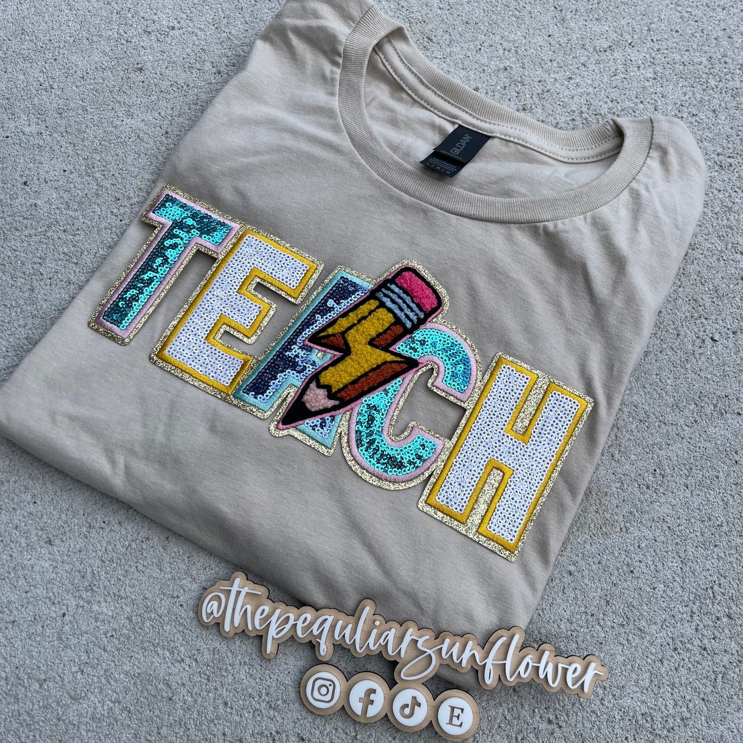 sequin TEACH t-shirt