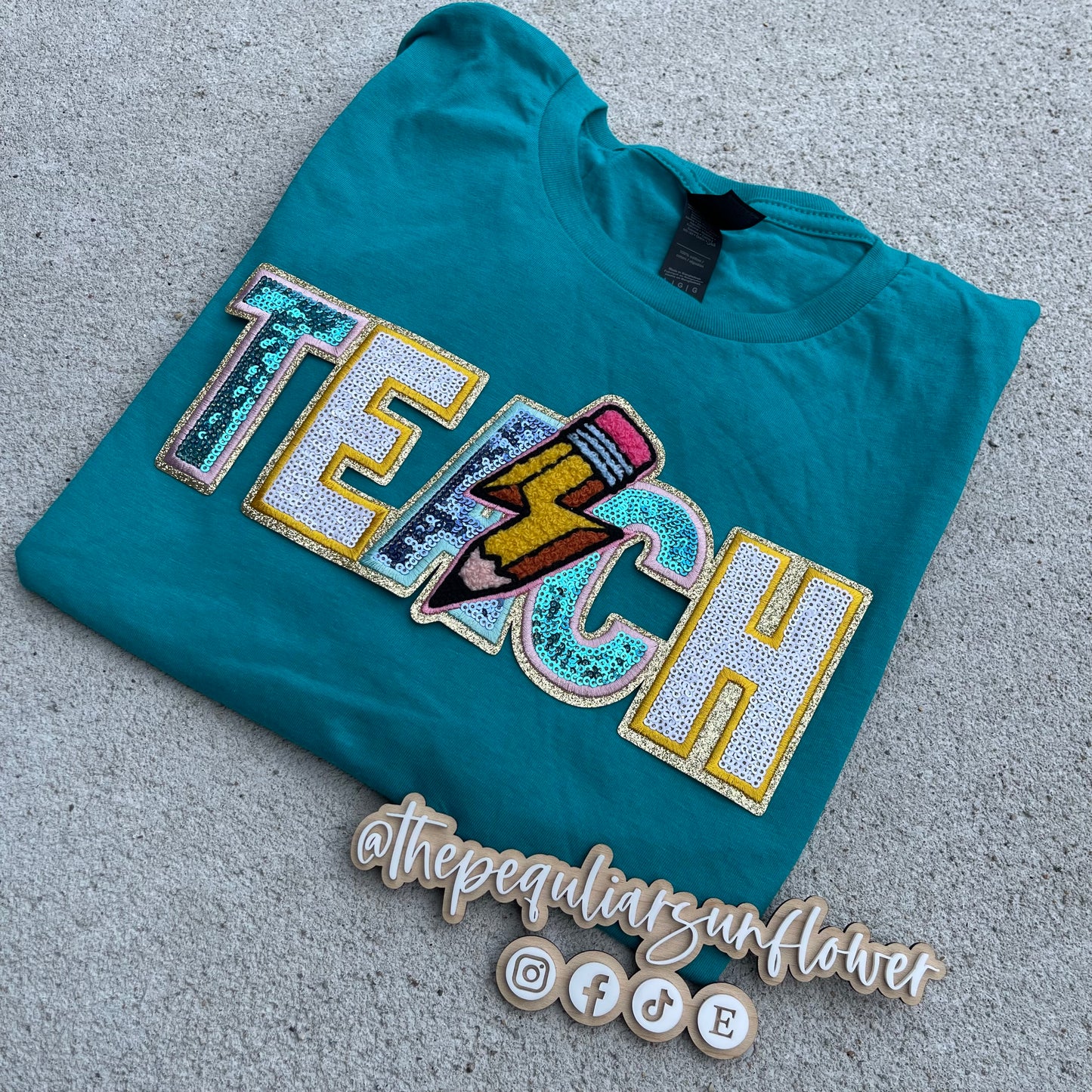 sequin TEACH t-shirt