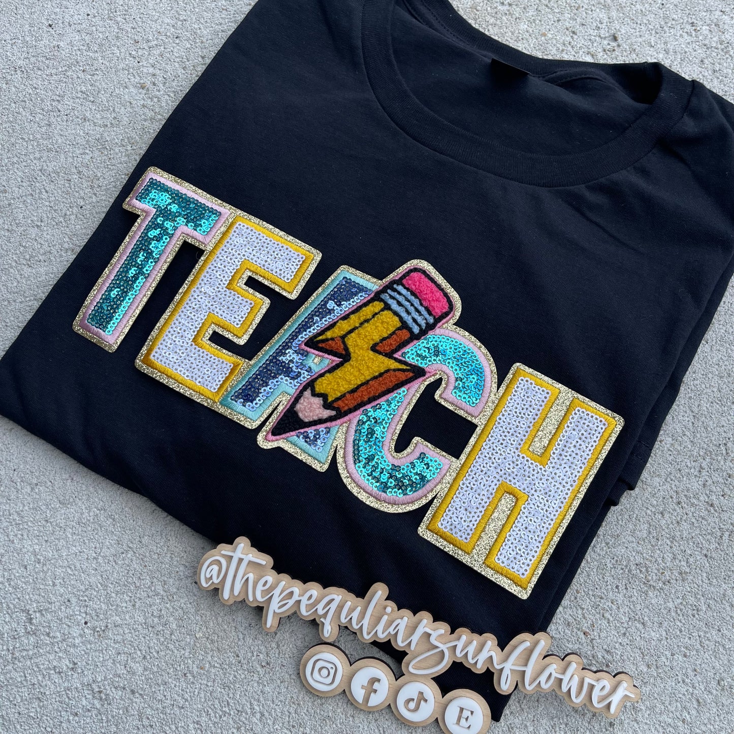 sequin TEACH t-shirt