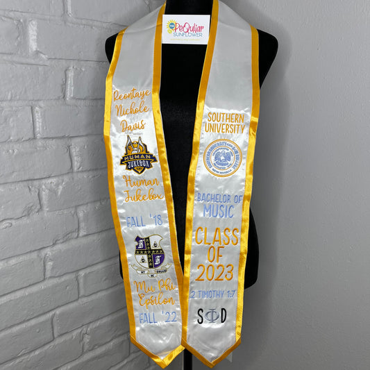embroidered graduation stole