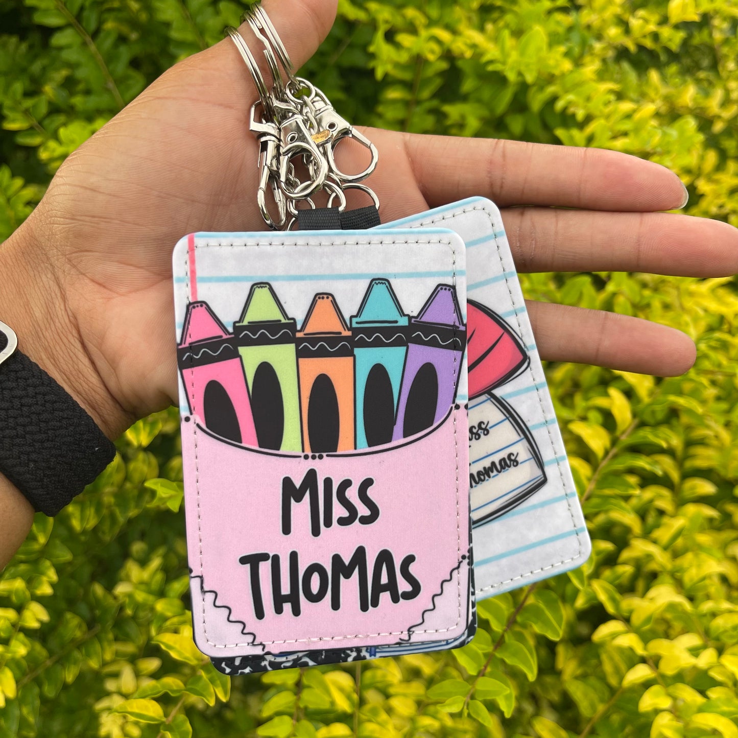 teacher ID holder keychain