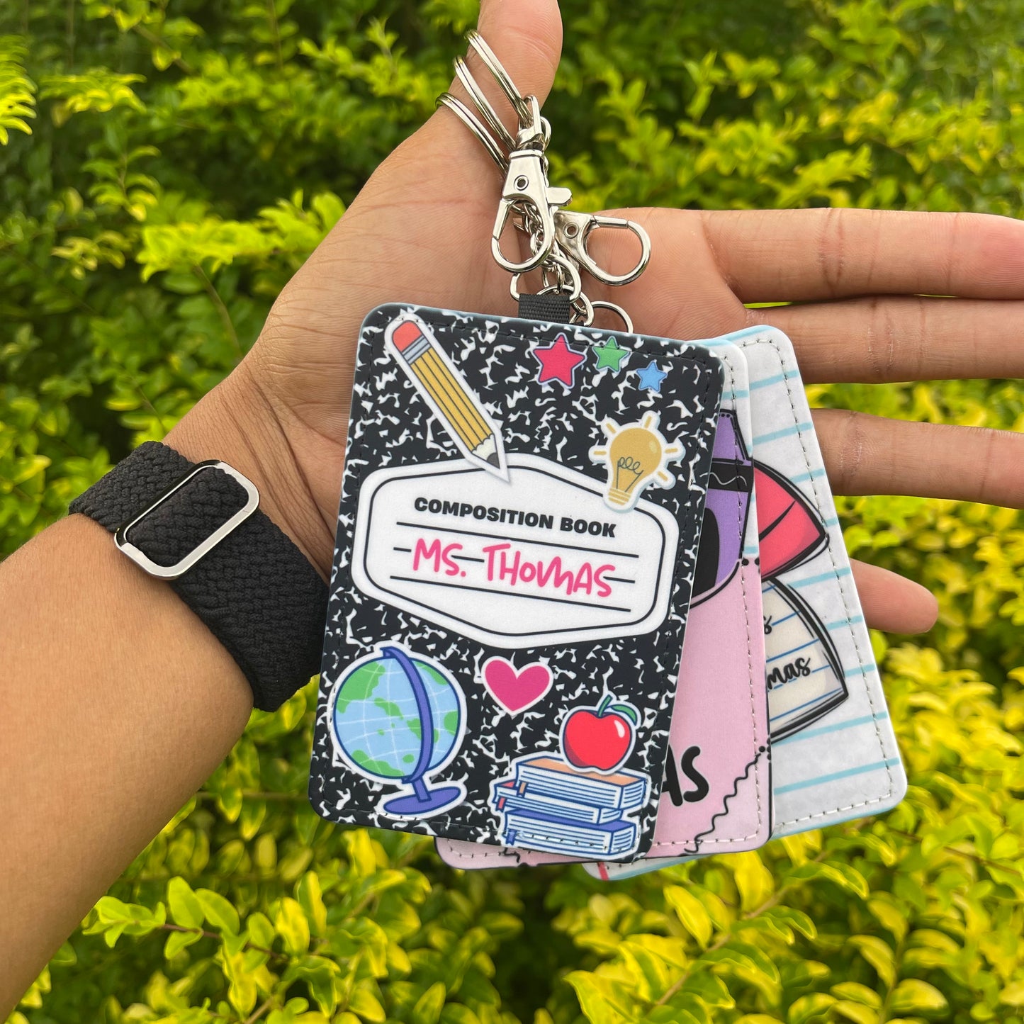 teacher ID holder keychain