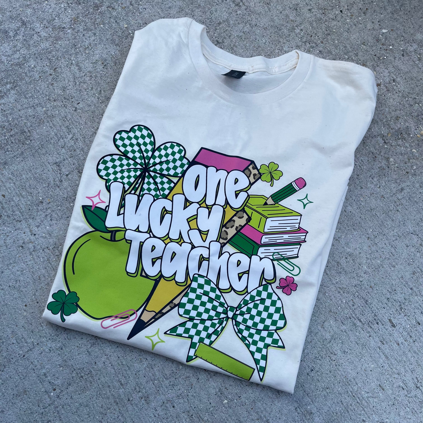 one lucky teacher t-shirt