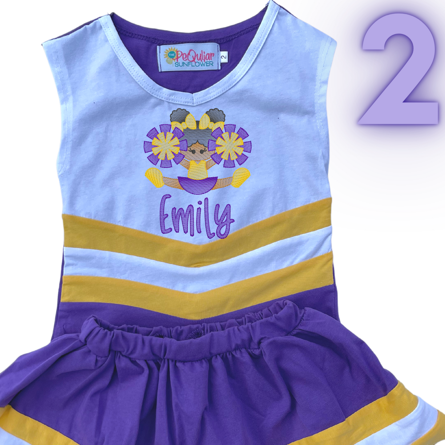 purple/gold fan cheer uniform