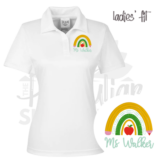 ladies fit - pencil rainbow polo