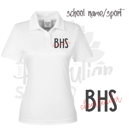 ladies fit - school name/sport polo