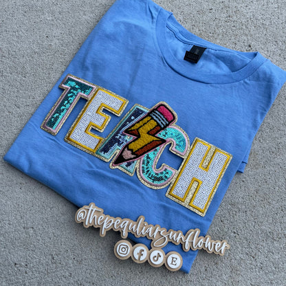 sequin TEACH t-shirt