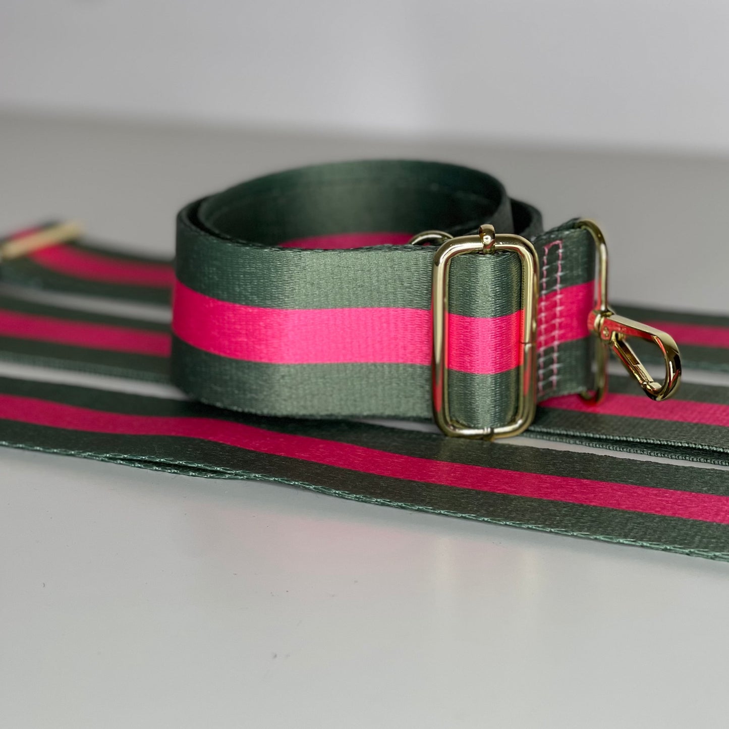 pink and green purse strap