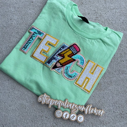 sequin TEACH t-shirt