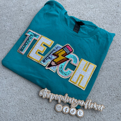 sequin TEACH t-shirt