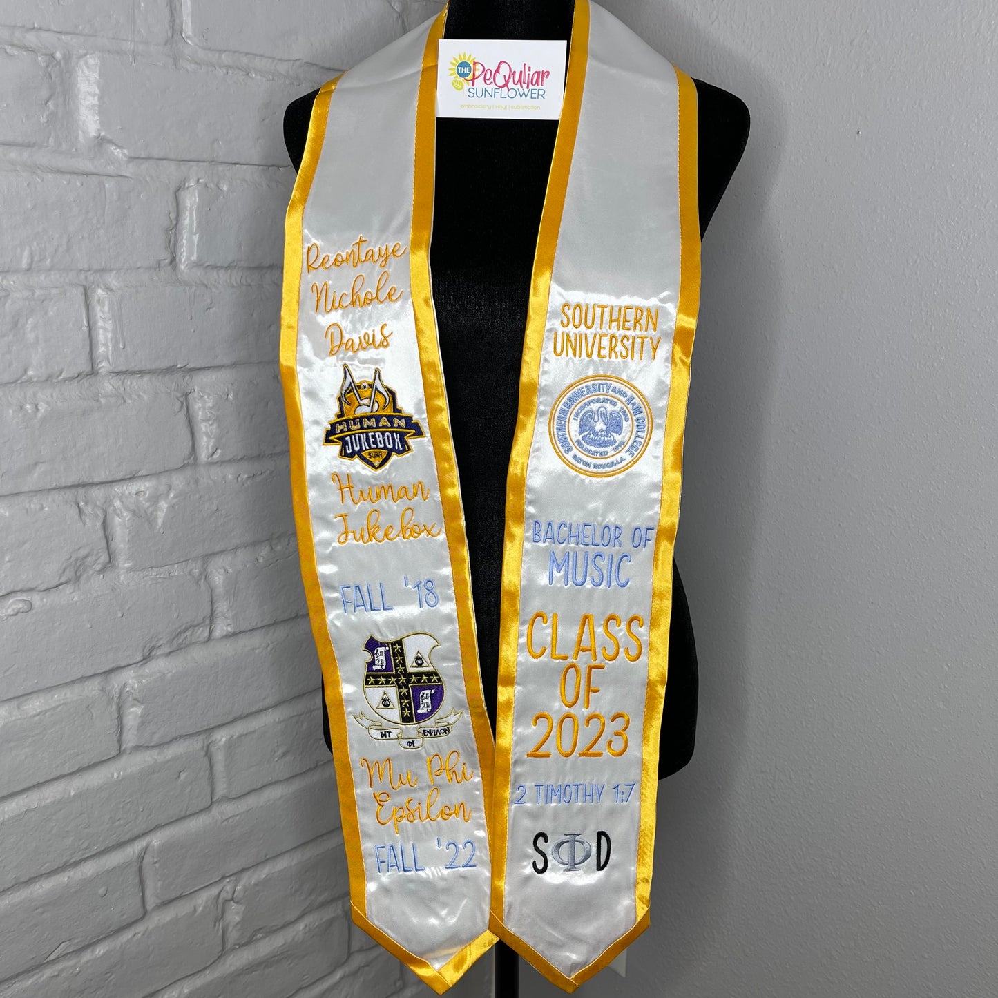 embroidered graduation stole