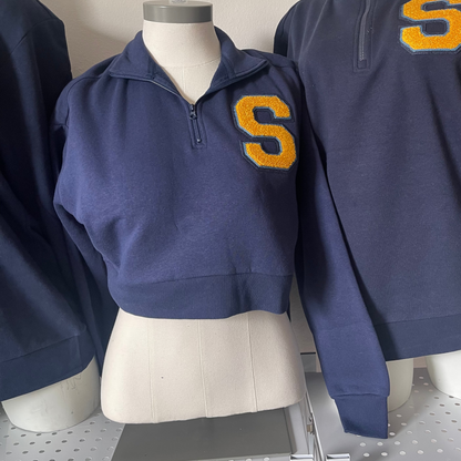 “S” cropped quarter zip