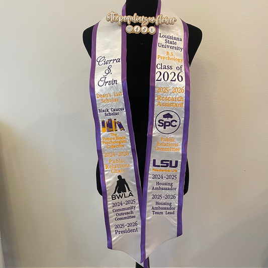 embroidered graduation stole