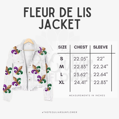 white sequin fleur de lis  jacket