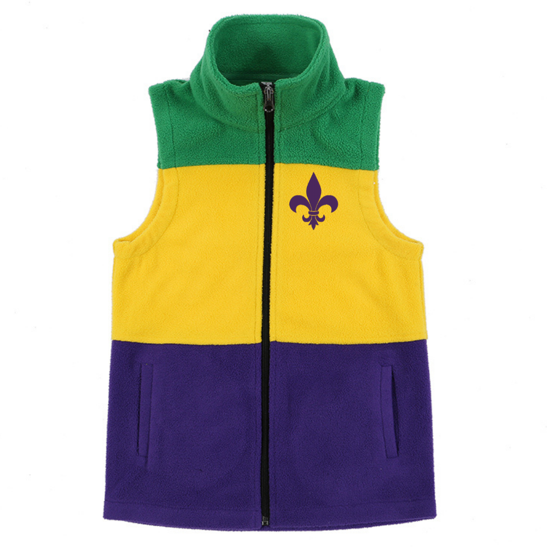 fleece mardi gras vest