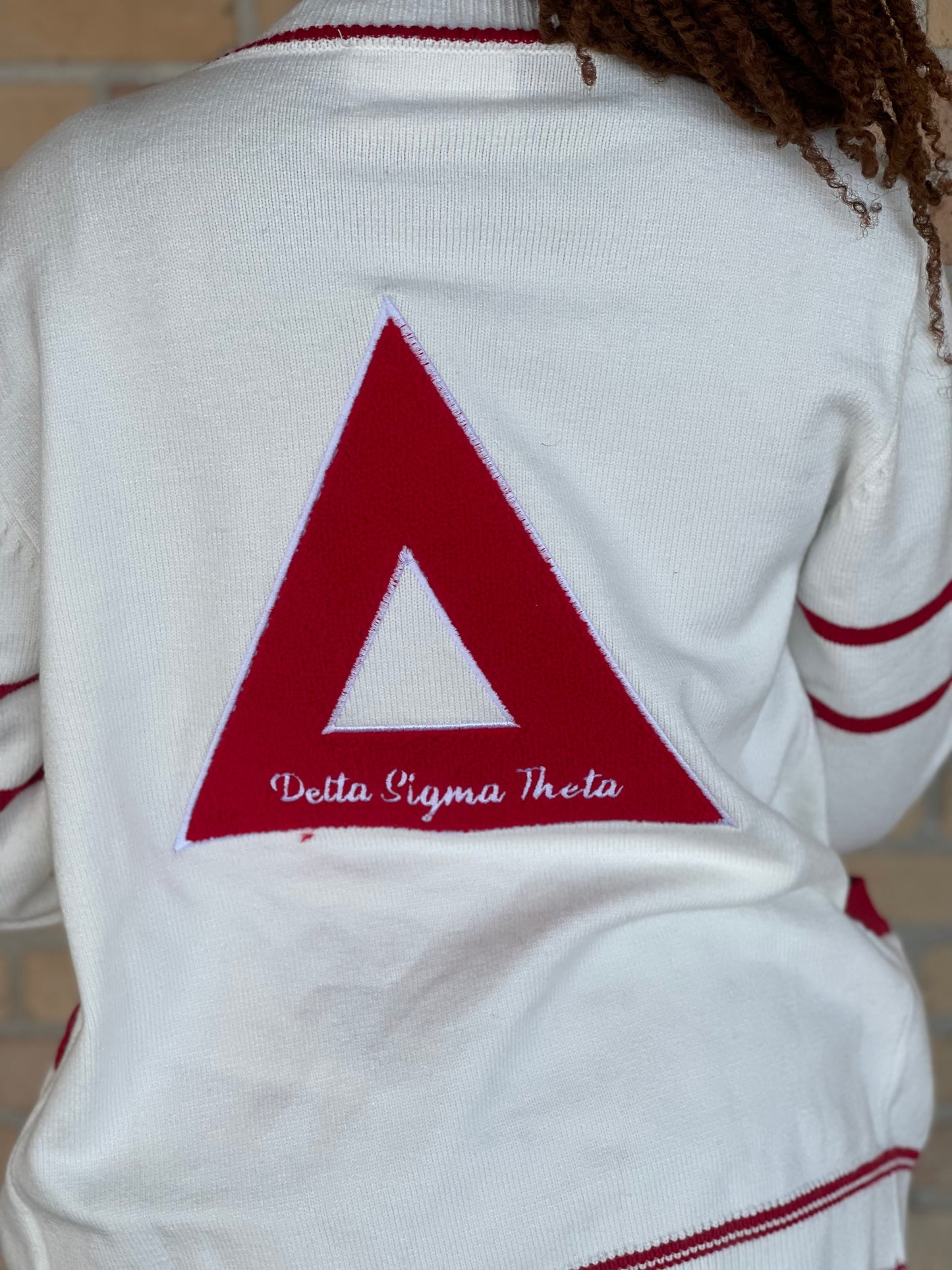 Delta Sigma Theta cable knit cardigan