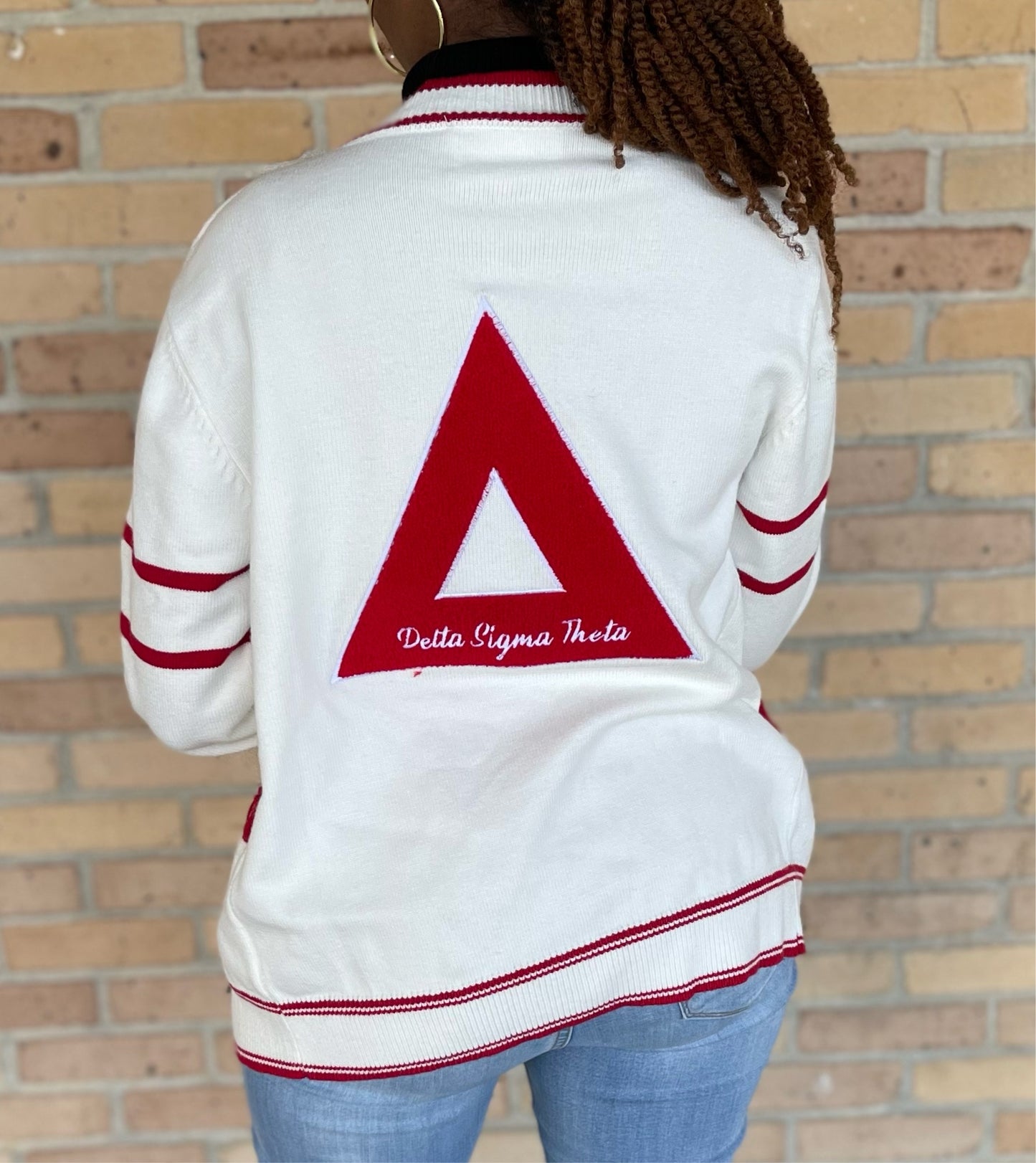 Delta Sigma Theta cable knit cardigan